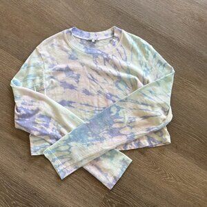 Cotton Citizen Tokyo long sleeve crop shirt in purple kaleidoscope effect tie dy